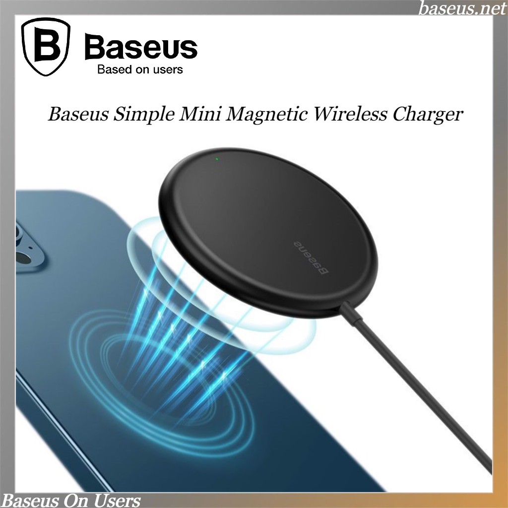 Đế Sạc Không Dây MagSafe Baseus Simple Mini Magnetic Wireless Charger, Sạc Nhanh PD 15W, Dây Cáp Dài 1.5m, Mỏng 6.5mm