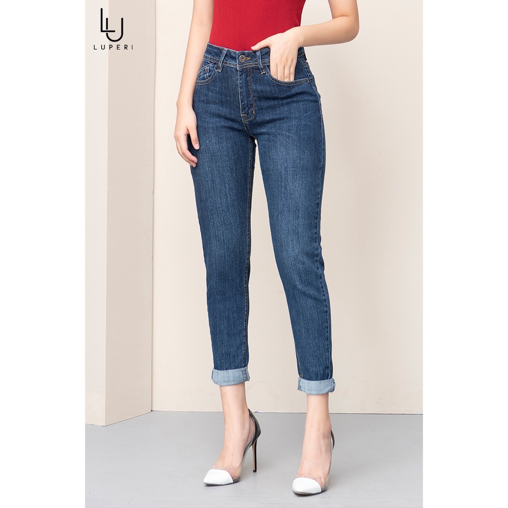 Quần Jeans Nữ Cạp Cao LUPERI Chất Liệu Dày Dặn Co Dãn Không Bai Không Xù LFQJ163