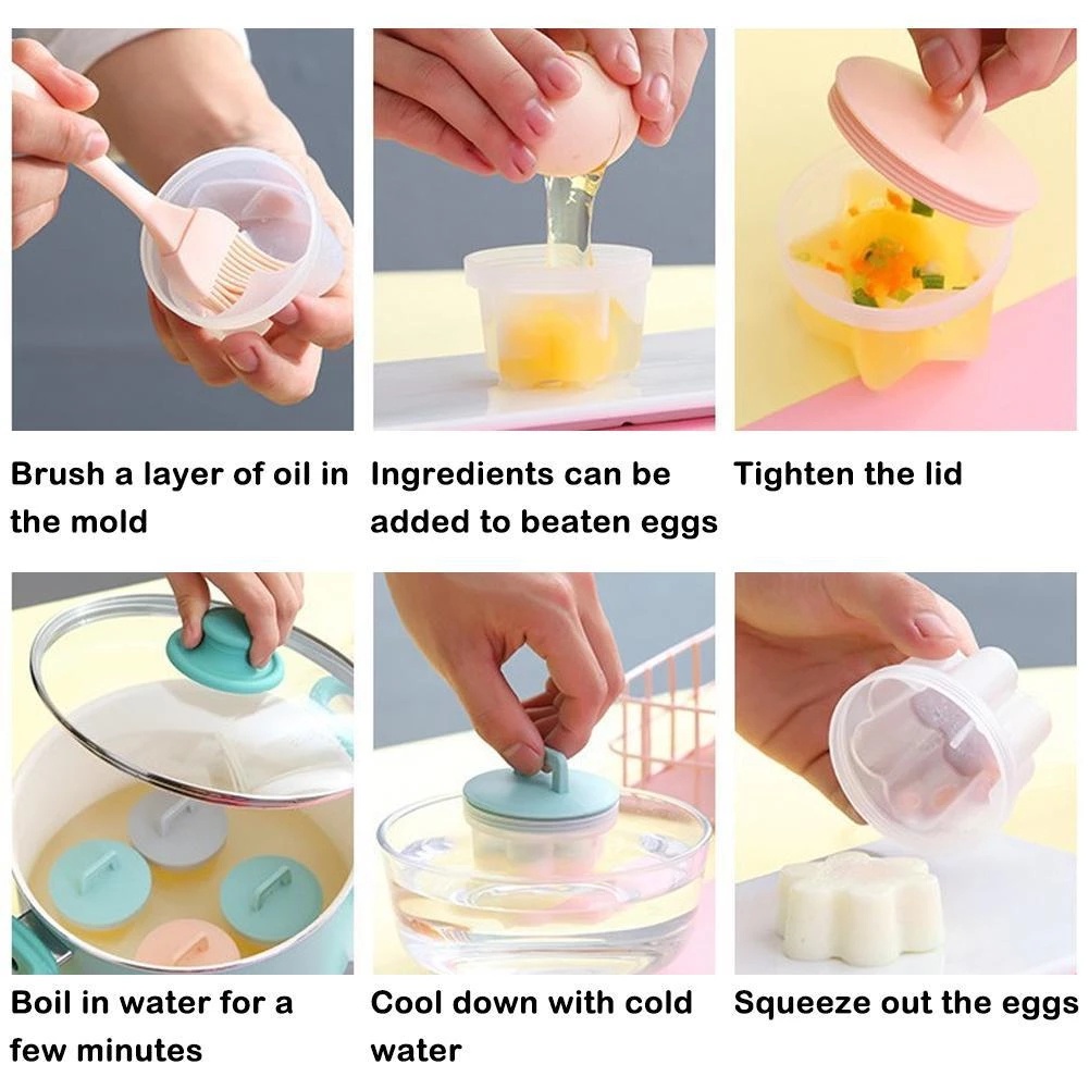 Set 4 Dụng Cụ Làm Trứng Luộc Bằng Nhựa Dễ Thương Cho Bé