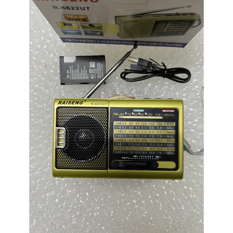 CHÍNH HÃNG Đài Radio/Cassette-FM Âm Thanh To Rõ Nét-Bắt Sóng Cơ Dễ Dùng Tích Hợp Đèn Pin-Sạc Điện-Thẻ NHớ-USB BH 6T
