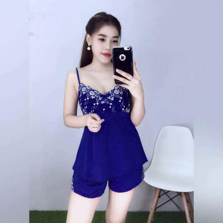 Đồ bộ thun lạnh thêu (Mã 76 - BÍCH)
