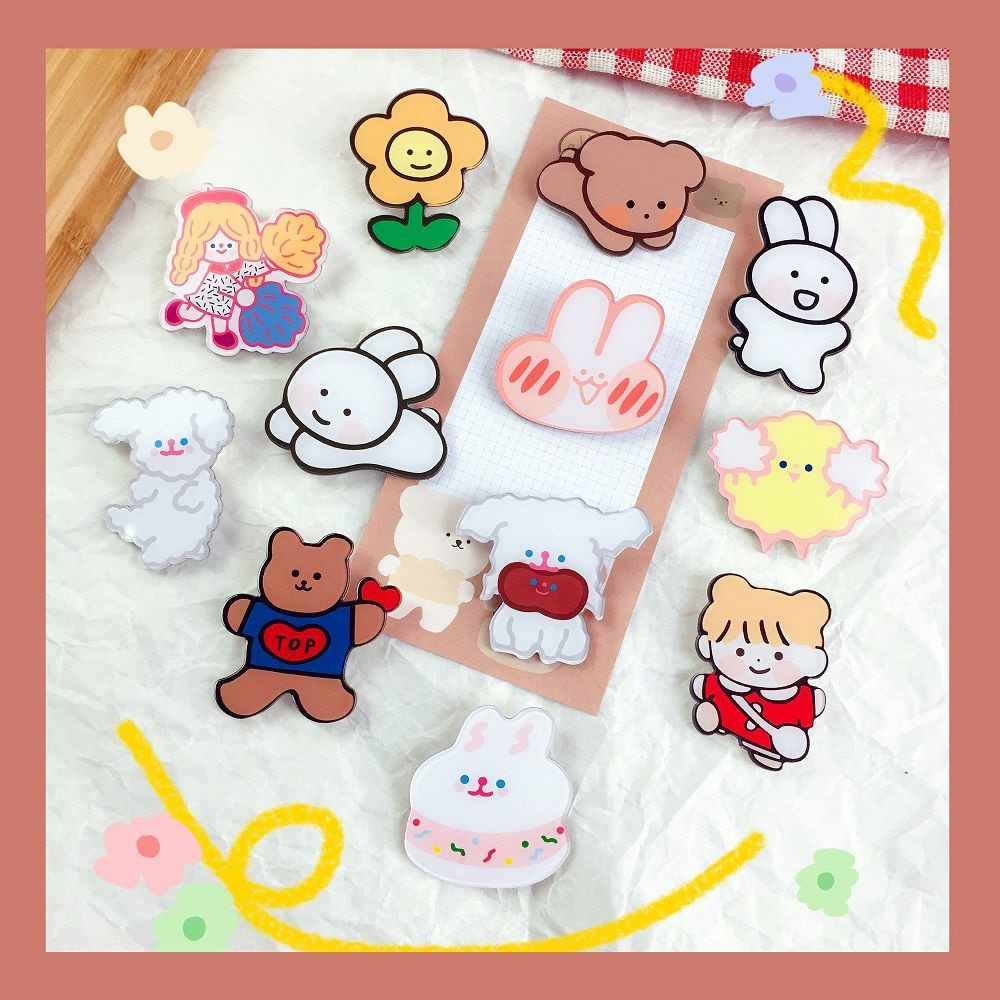 【Brooch】Korean-StyleinsGirls Brooch Cute Cartoon Harajuku Style Bunny Child Pin Couple Student Pendant Badge