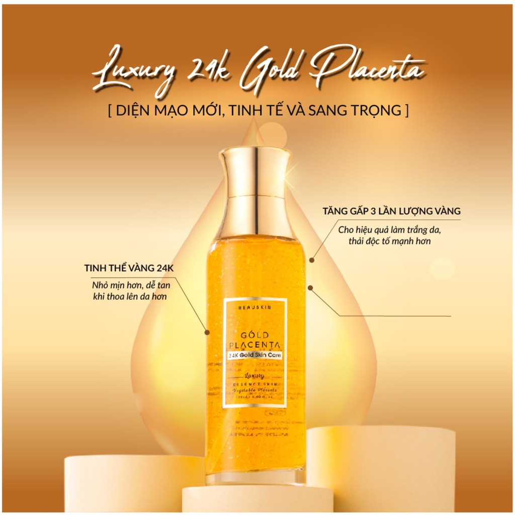 Nước hoa hồng ngừa lão hoá da Beauskin Placenta Gold Luxury 24k 130ml | BigBuy360 - bigbuy360.vn