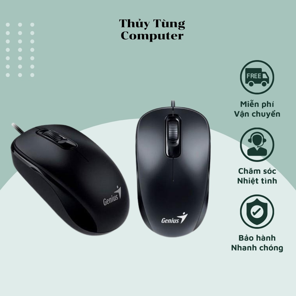 Chuột Quang Có Dây Genius DX-110/DX-120/DX-125 Màu Đen Thiết Kế Đơn Giản Kiểu Dáng Nhỏ Gọn Đường Cong Bo Tròn Vừa Tay