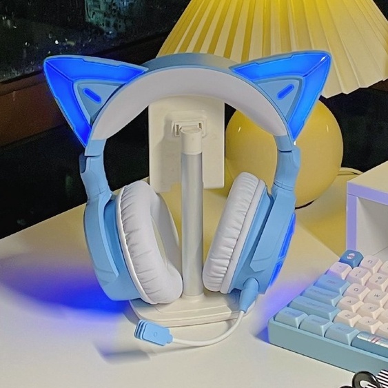 Tai nghe tai mèo Demon Dance YOWU Cat Ear Headphone 4 phiên bản Blue.
