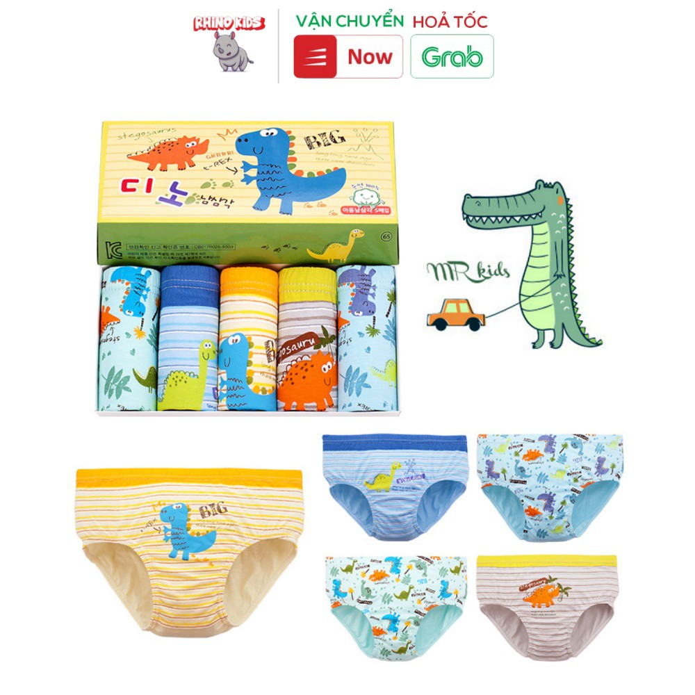 Combo 5 Quần chip cho bé trai in hình Big Dinosaur chất liệu cotton phong cách Hàn Quốc