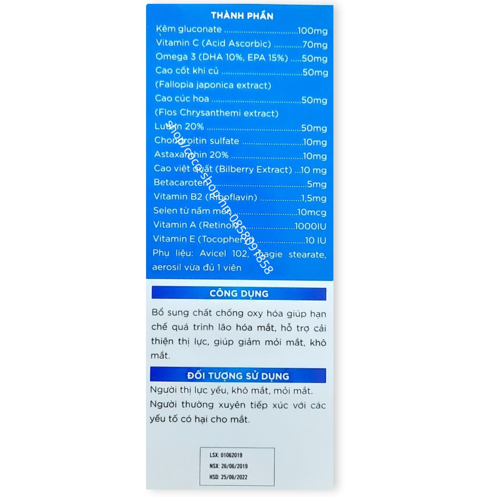 Viên Uống Sáng Mắt ATP - Giúp Tăng Cường Thị Lực, Giảm Khô Mắt, Mỏi Mắt, Nhìn Mờ - Hộp 30 viên HSD T6/2022 | BigBuy360 - bigbuy360.vn