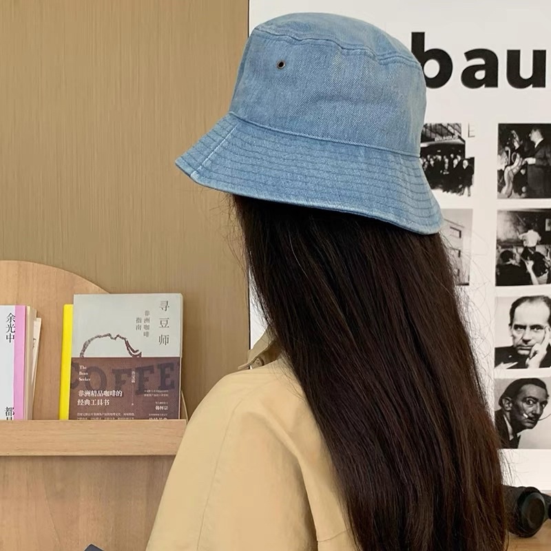 Mũ jeans denim bucket Unisex (hình thật) Mũ thời trang nam nữ