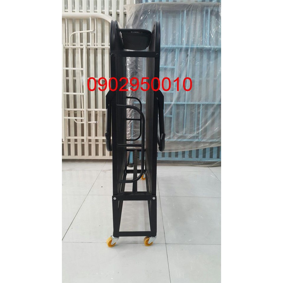 Giường sắt xếp gọn có bánh xe di động kích thước 1mx2m