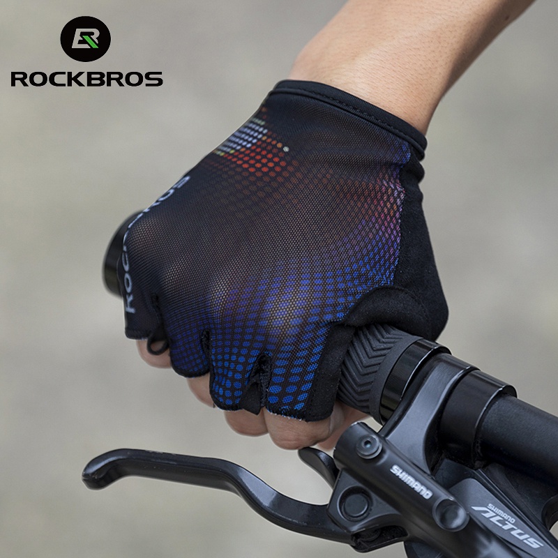 Rockbros Đôi Găng Tay Hở Ngón Thoáng Khí Chống Trượt Khi Đi Xe Máy