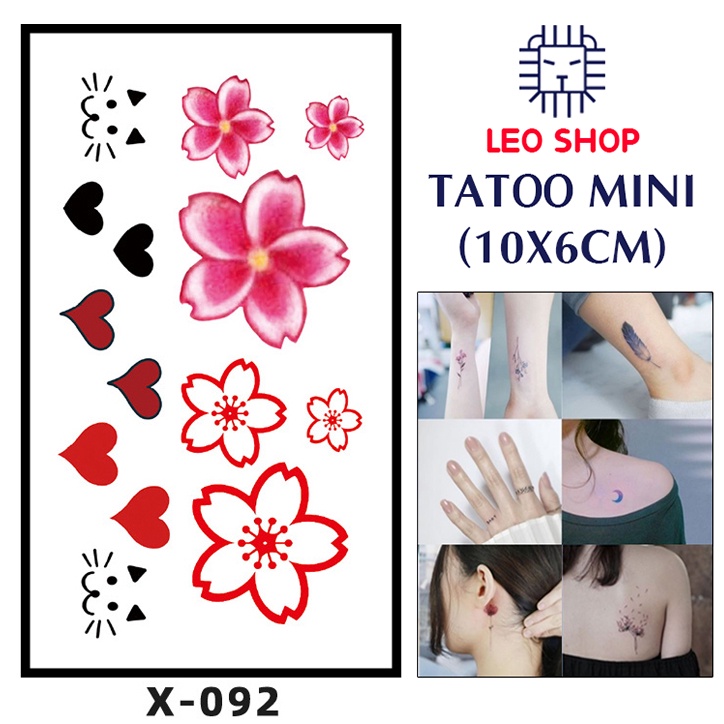 Hình Xăm Dán Mini Bông Hoa Đào Chụp Ảnh, Đóng Phim, Dễ Dàng Tẩy Xóa - Dùng 2-5 Ngày