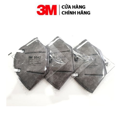 Khẩu Trang 3M 9542 than hoạt tính Lọc 95% Bụi Mịn PM2.5 &amp; Khí Thải đạt chuẩn N95