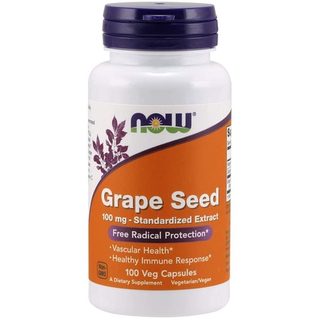 Chiết xuất hạt nho Đẹp da Lưu thông máu NOW Grape Seed 100mg 100v
