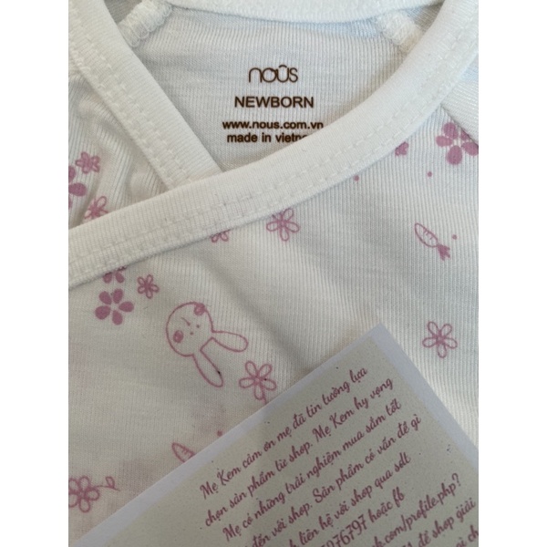 NOUS CLNB Bộ cài chéo trắng hồng hình thỏ new born