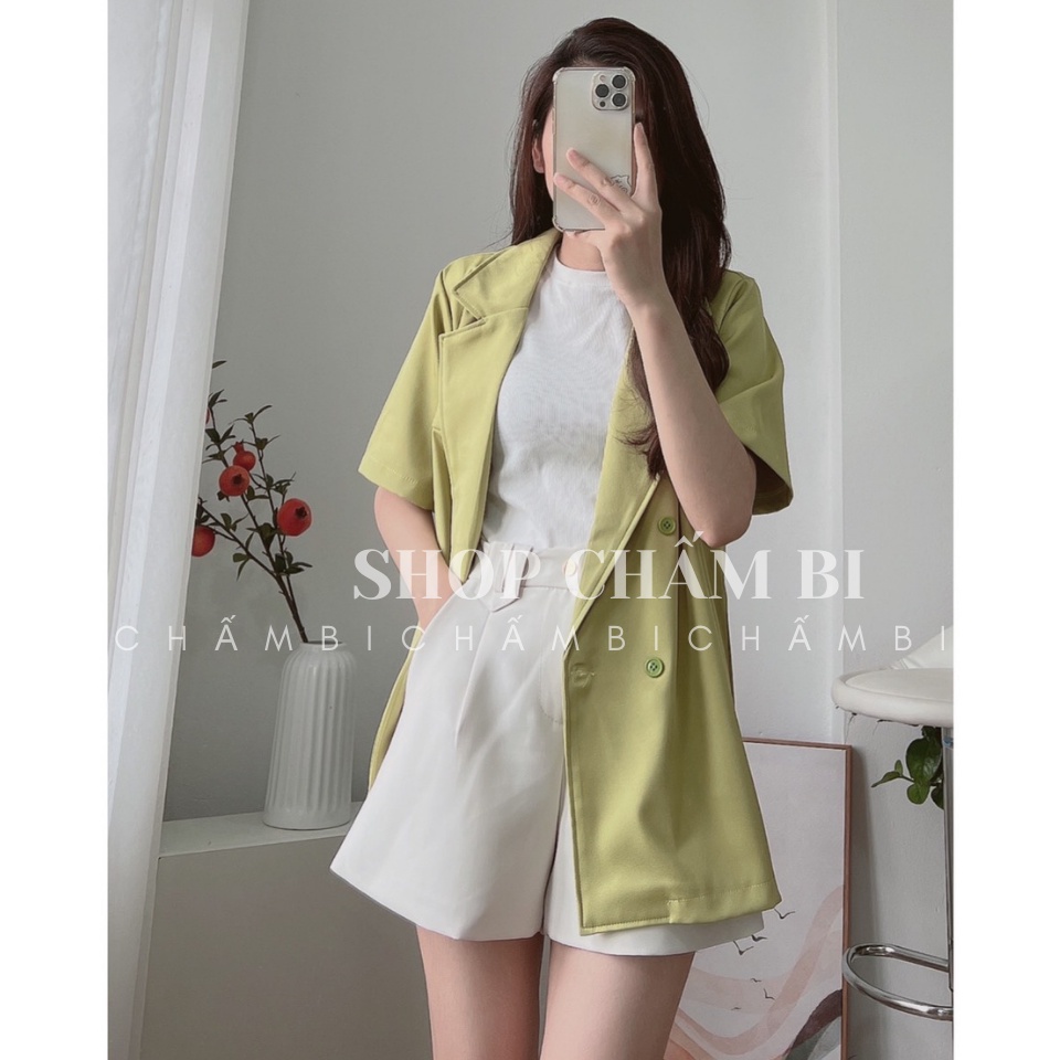 Áo blazer nữ A.328, Áo vest khoác ngoài cộc tay không túi 4 cúc trẻ trung - Thời trang nữ Chấm Bi | BigBuy360 - bigbuy360.vn