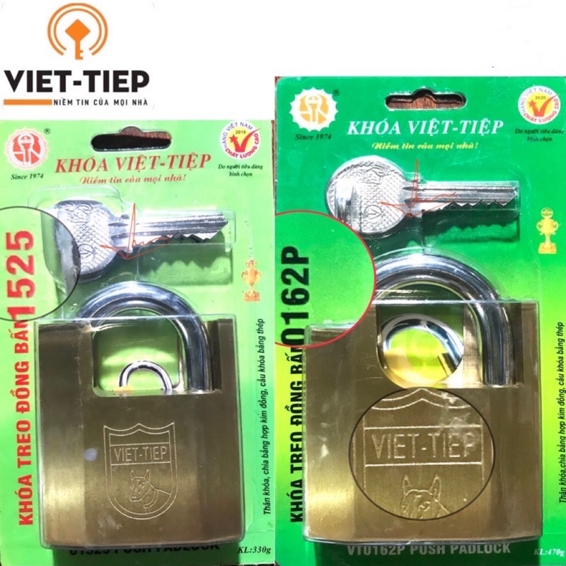 Khoá, ổ khoá việt tiệp đồng bấm chống cắt ngõng 8,10 chính hãng