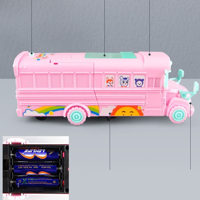 [Hàng sẵn] Xe b us hồng điều khiển từ xa biến hình thành robot có đèn và nhạc khi di chuyển - biến hình