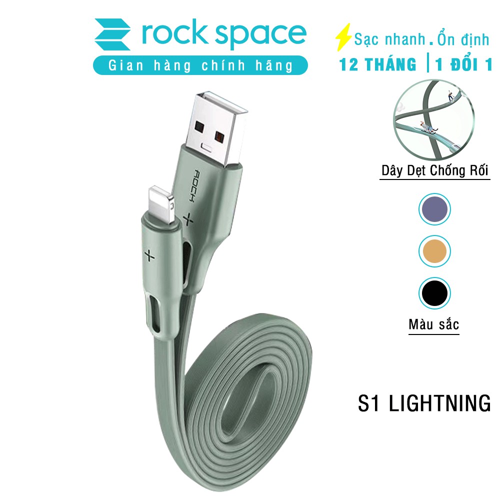 Dây sạc iphone Chính hãng Rockspace S1 chuẩn sạc nhanh không nóng máy bảo hành 1 năm 1 đổi 1