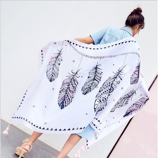 Khăn choàng boho mẫu lông công siêu xinh