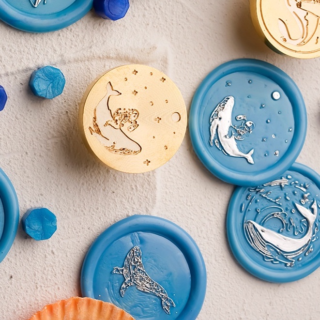 Con Dấu Sáp Niêm Phong Thiệp Mời Đám Cưới Hình Cá Voi