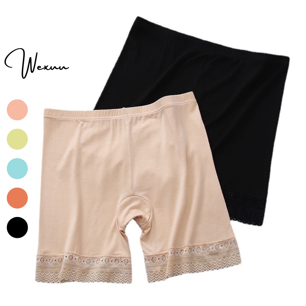Quần mặc váy Wexuu vải cotton co dãn phối viền ren mềm chống lộ cao cấp - QV08