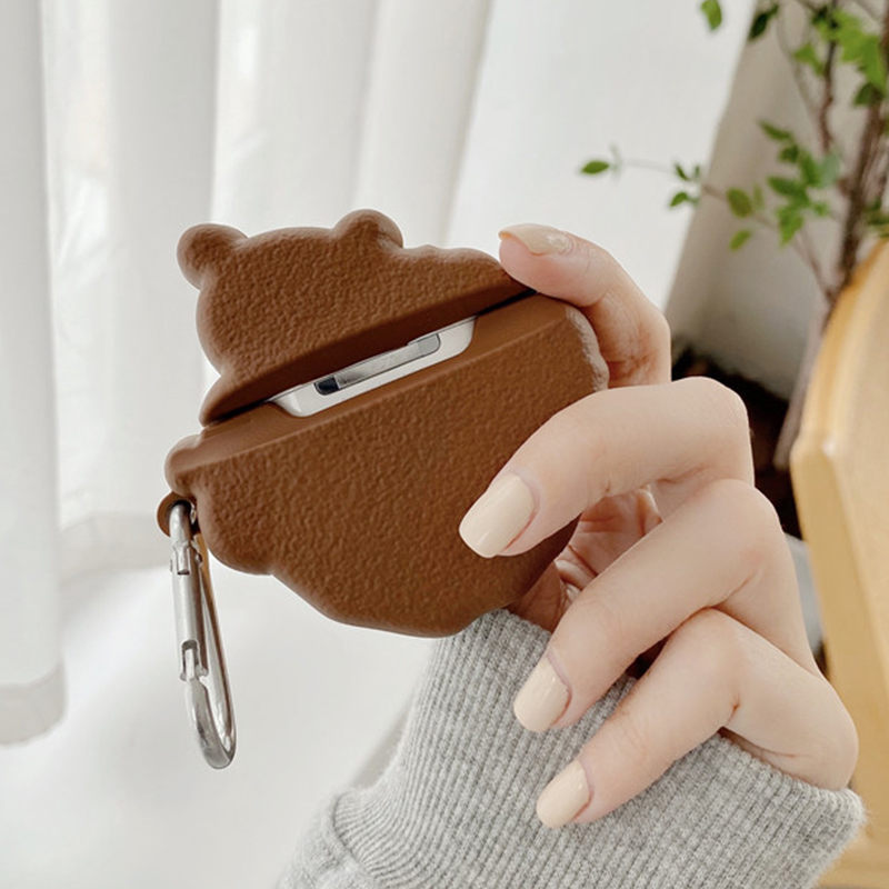 Vỏ Bảo Vệ Hộp Sạc Tai Nghe AirPods 1 / 2 / Pro / 3 Bằng Silicon Mềm Hình Gấu Và Bánh Quy
