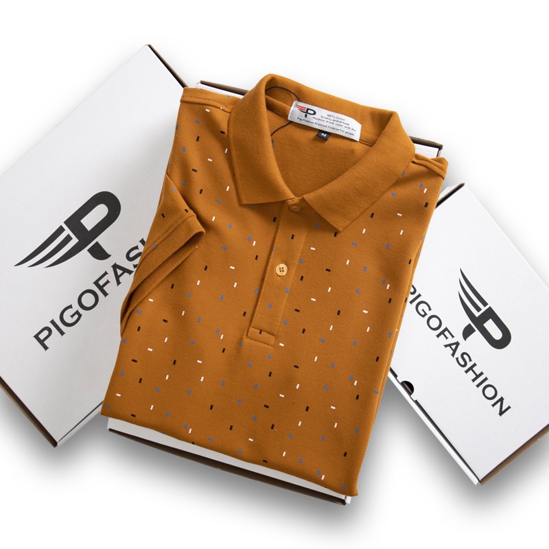 Áo thun nam cổ bẻ ngắn tay họa tiết khối vuông AHT30 PigoFashion nhiều màu chọn lựa | BigBuy360 - bigbuy360.vn