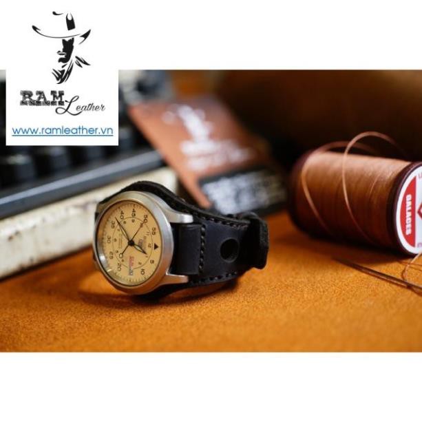 DÂY ĐỒNG HỒ DA BÒ THẬT RAM BUNSDSTRAP BX22 ĐEN -ĐỦ SIZE 18MM ,20MM ,22MM ,C.ASIO AE1200 . .