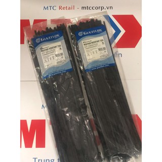 Túi 100 Dây thít, dây rút nhựa màu đen 390×4.8mm chống tia UV GT390STUV nhập khẩu Giantlok-Thái Lan