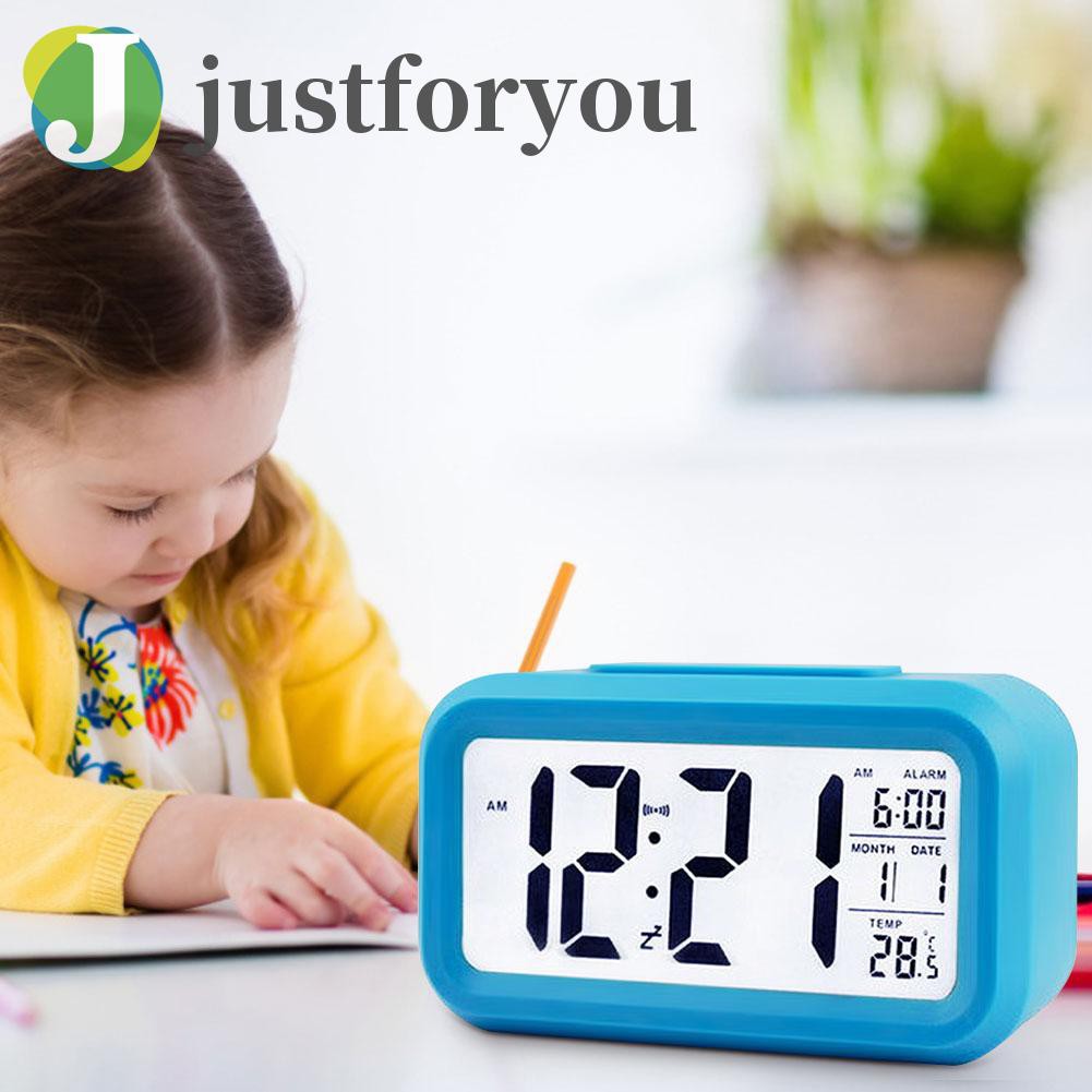 Justforyou Temperature Alarm Clock LED Digital Backlight Calendar Snooze Mute Clock