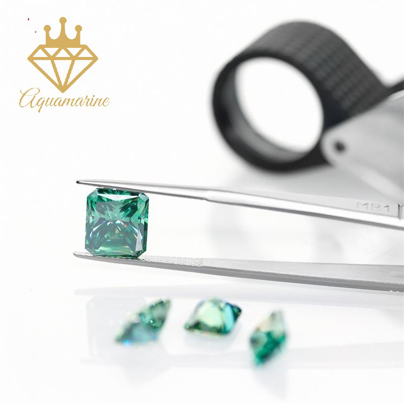 Kim cương nhân tạo Moissanite Radiant Green
