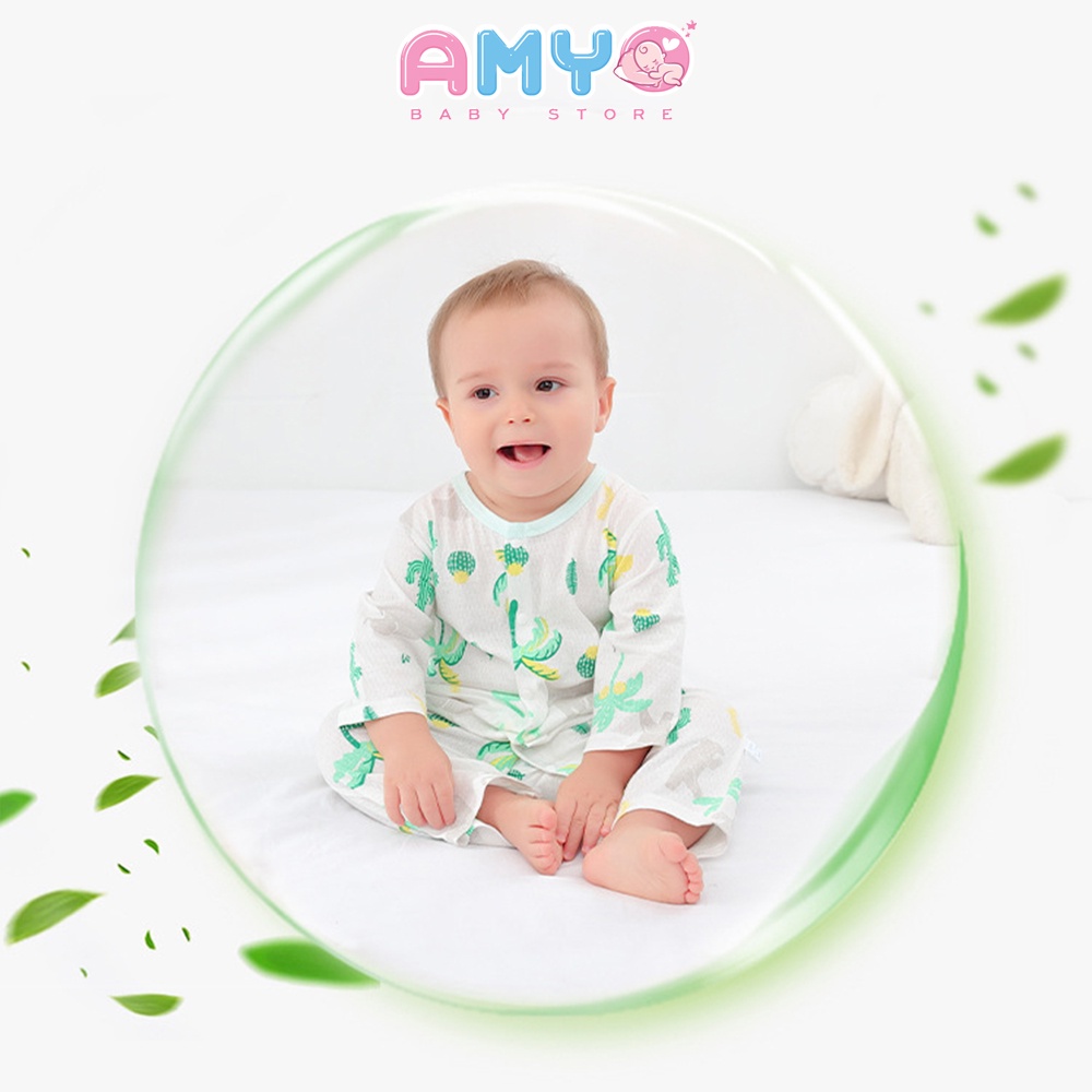 Bodysuit cho bé AMYO quần áo sơ sinh bộ body tay dài cho bé gái bé trai đầy tháng 3 6 9 12 tháng thôi nôi 11.BDL01.04-1
