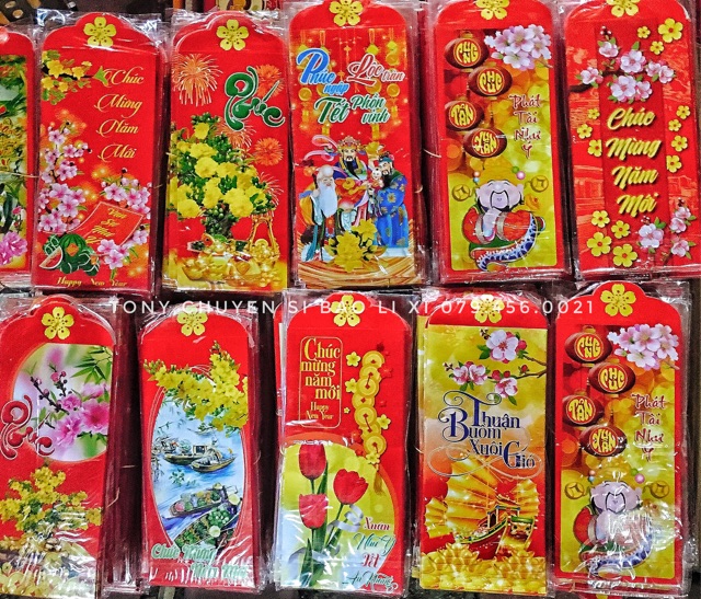 500 bao lì xì giấy láng đẹp, rất dày dặn (10 bao mỗi xấp - shop chọn mẫu ngẫu nhiên)