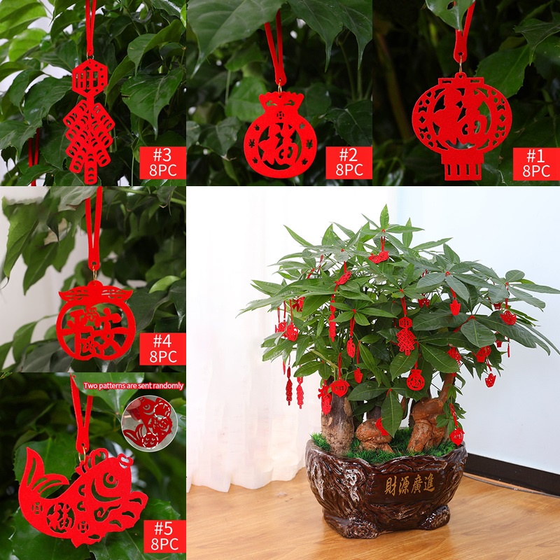 Set 8 Phụ Kiện Treo Trang Trí Cây Bonsai Mừng Năm Mới