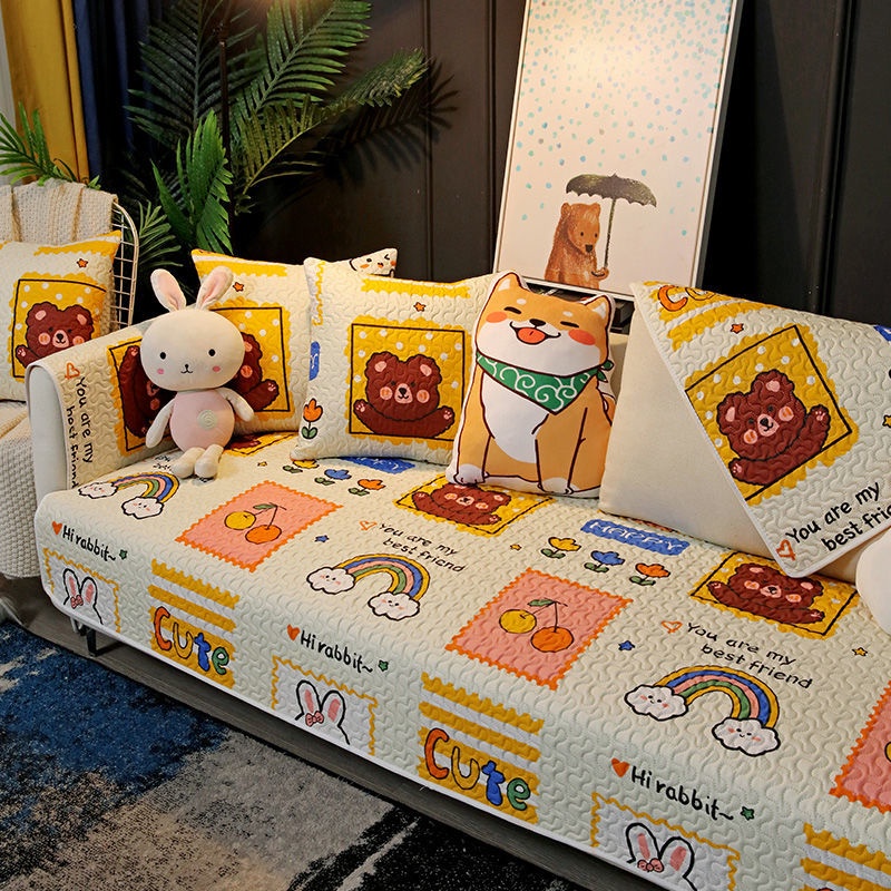 Đệm Sofa Bông Bốn Mùa Đệm Sofa Chống Trượt Phổ Biến Đơn Giản Hiện đại Bảo Vệ Sofa Đệm Đệm Mô Hình Hoạt Hình Vỏ Bọc Sofa