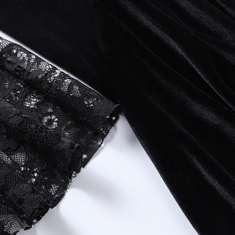 Đầm tay loe phối ren hoa thiết kế thời trang gothic
