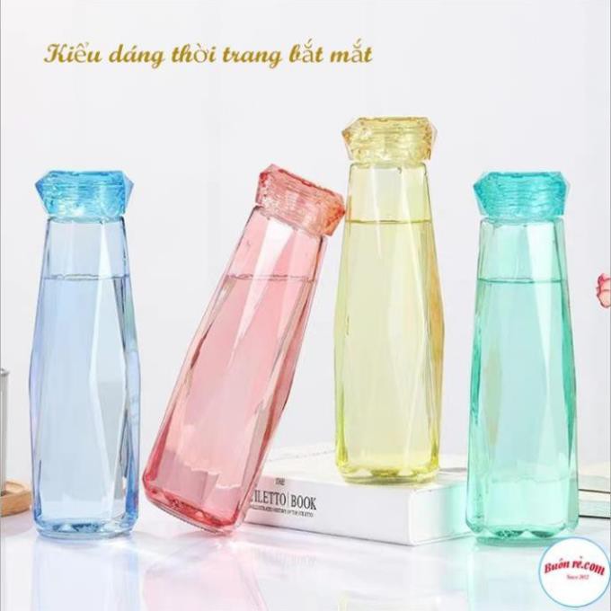 [Hàng loại 1]  Bình thủy tinh đựng nước nóng lạnh chai 500ml nắp nhựa dáng kim cương