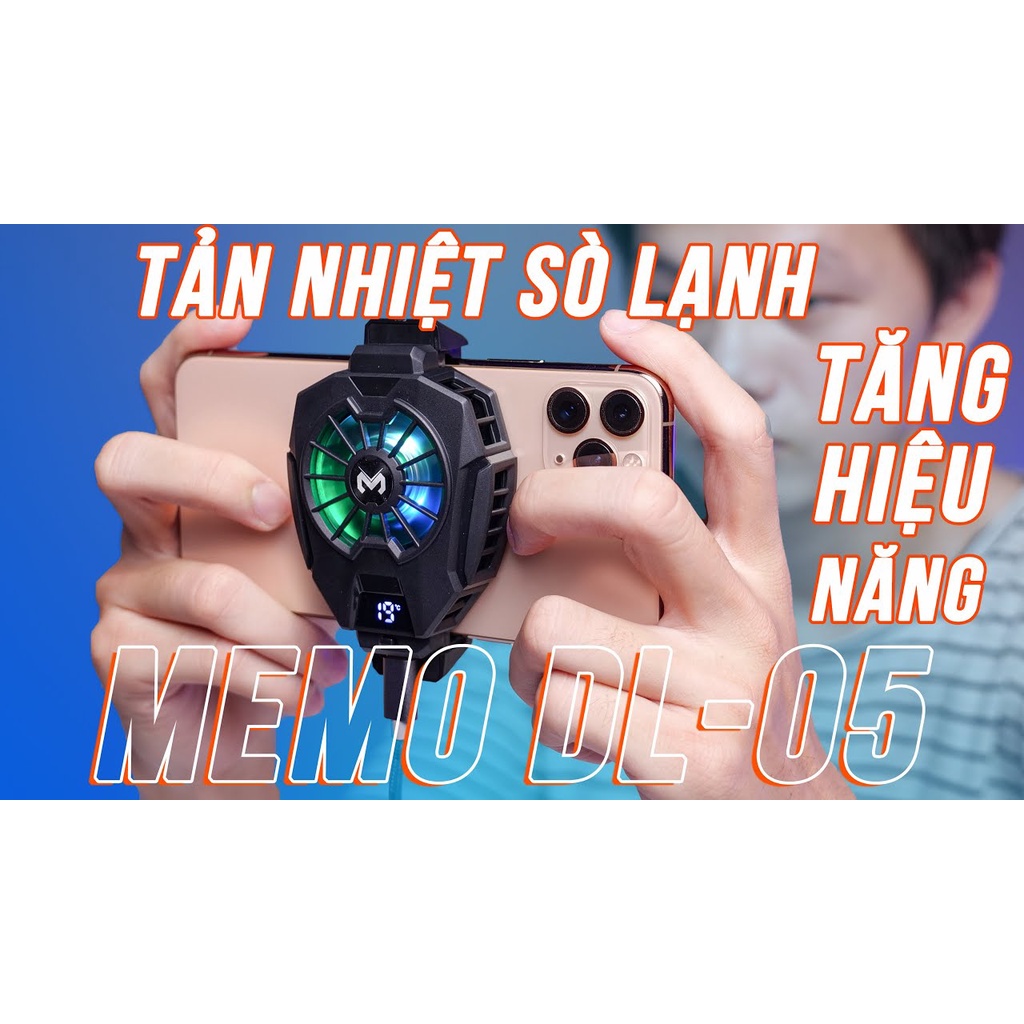 Quạt tản nhiệt điện thoại MEMO DL05 - Siêu lạnh, hiển thị nhiệt độ, LED RGB, Kẹp thu vào 2 chiều Bảo hành 12 tháng