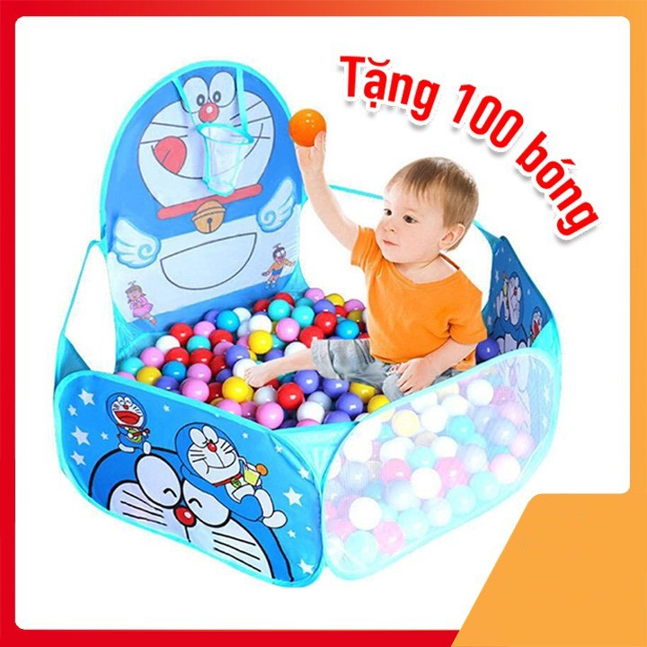 LỀU BÓNG DOREMON VÀ KITTY + 100 BÓNG 5 CM