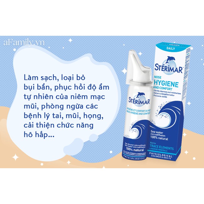 Xịt Mũi Cá Heo Người Lớn Sterimar chai 50 ml Pháp-Hỗ trợ điều trị sổ mũi, nghẹt mũi