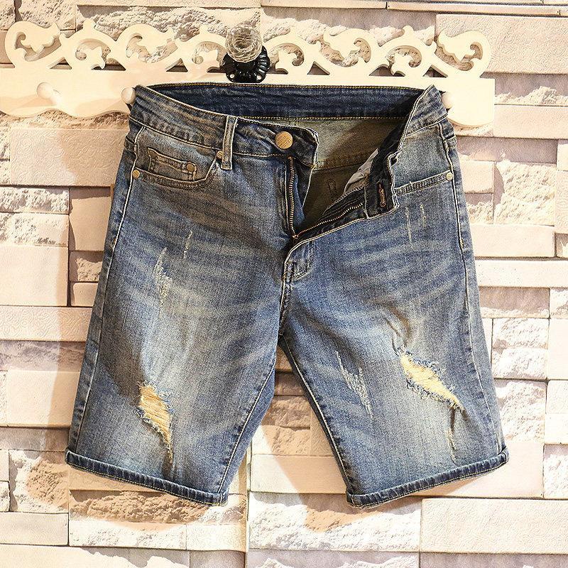 Quần Short Jean Dáng Rộng Thiết Kế Rách Thời Trang Cá Tính Cho Nam
