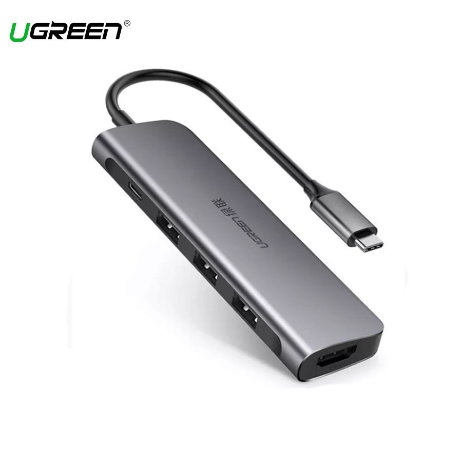 [ RẺ VÔ ĐỊCH ] Cáp Chuyển Hub Ugreen 5 In 1 USB Type C Sang HDMI + USB 3.0*3 + PD Ugreen 50209 Chính Hãng Việt Nam