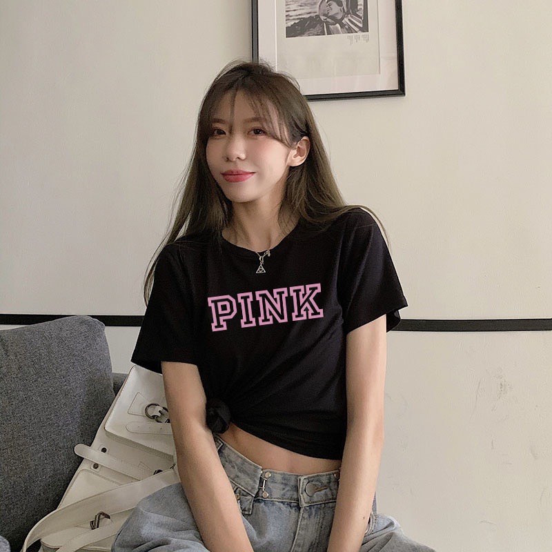 Áo thun croptop Pink phong cách trẻ