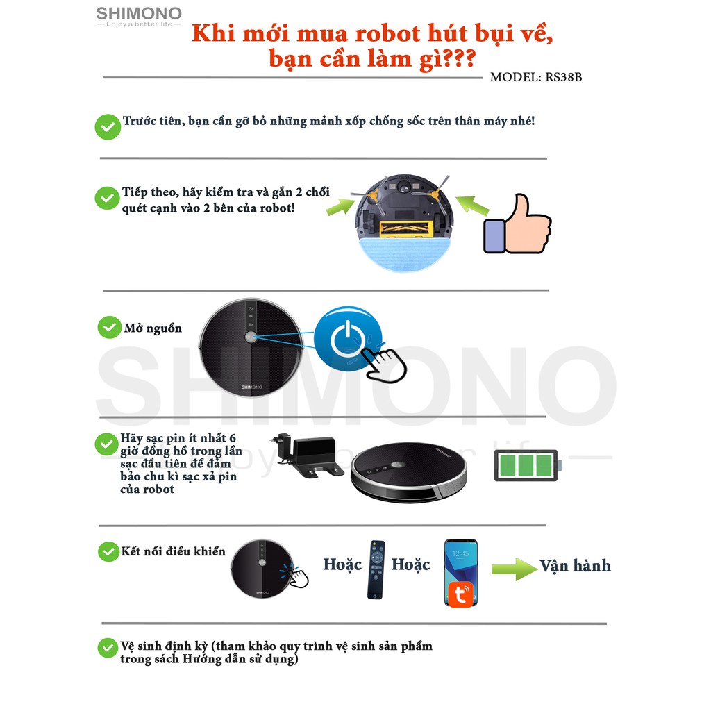 Robot Hút Bụi Lau Nhà Shimono Rs38B - Mykit.Vn