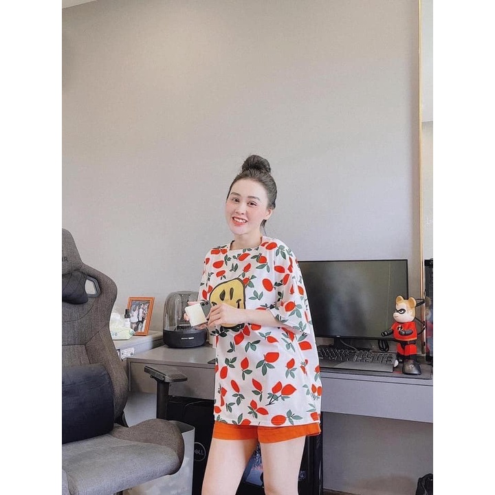 Đồ bộ nữ mặc nhà chất liệu vải thun Cotton 100%, 3 size, 45-80kg vừa, PD385