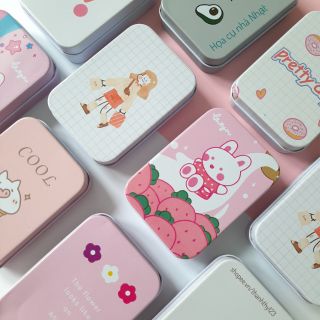 Hộp thiếc mini in hình đựng pan, phụ kiện, trang sức siêu cute