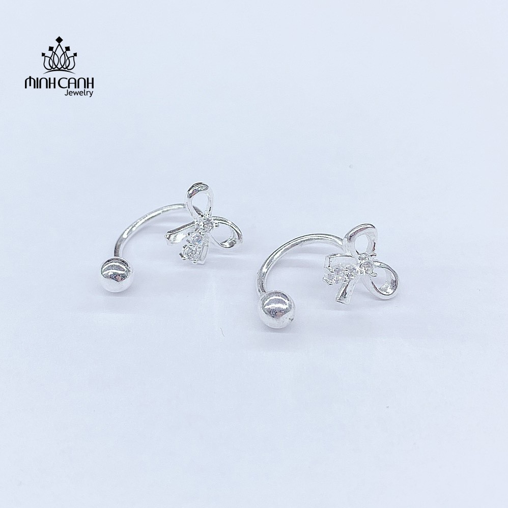 Bông Tai Bạc Nơ Bi Tròn Thời Trang - Minh Canh Jewelry