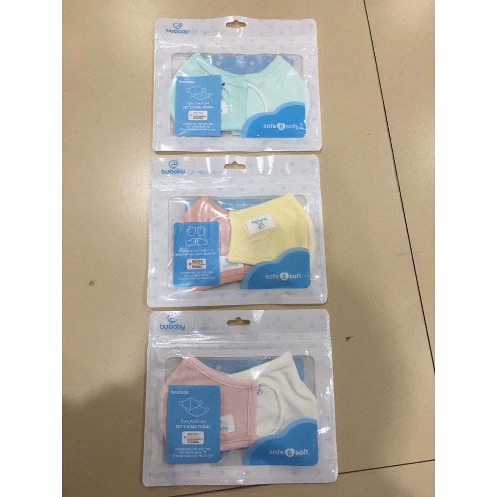 Set 2 khẩu trang BU vải sợi tre cho bé