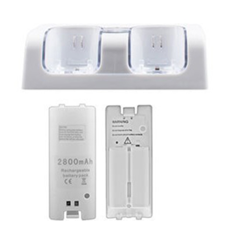 【3C】 2-in-1 Dual Charging Station for Wii Controller with Two 2800MAH Batteries