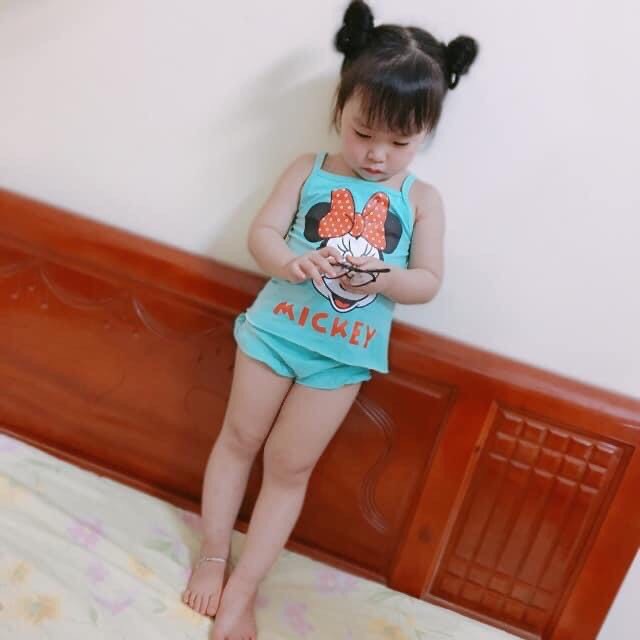 Bộ hai dây mickey cho bé gái cotton đủ các màu chất mềm mại, thấm hút mồ hôi 8-18kg